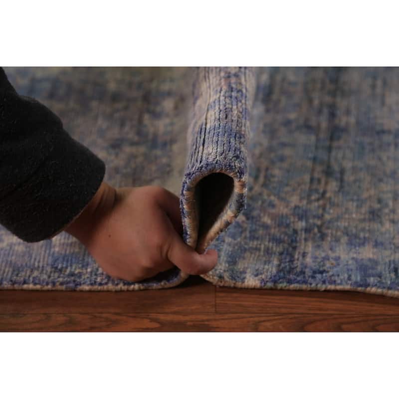 Abstract Indian Rug Hand-Knotted Multi-Color Wool Carpet - 8'11"x 11'11"