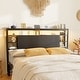 preview thumbnail 11 of 82, Headboards with Storage Shelves, Head Board with Power Outlet and LED Light for Bed Frame Black - Queen