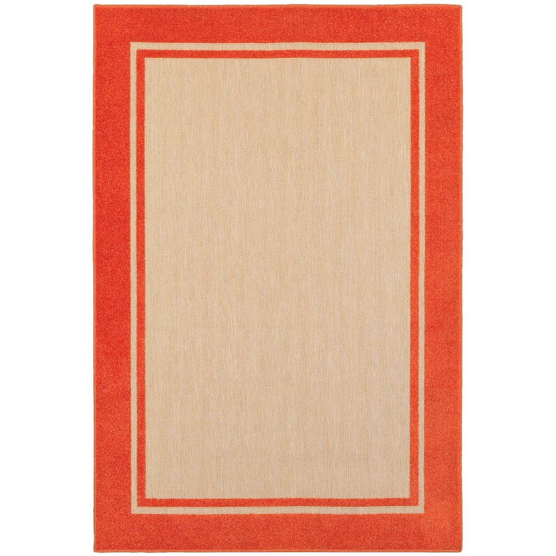 Chelmsford Sand Orange Border Outdoor Casual Area Rug