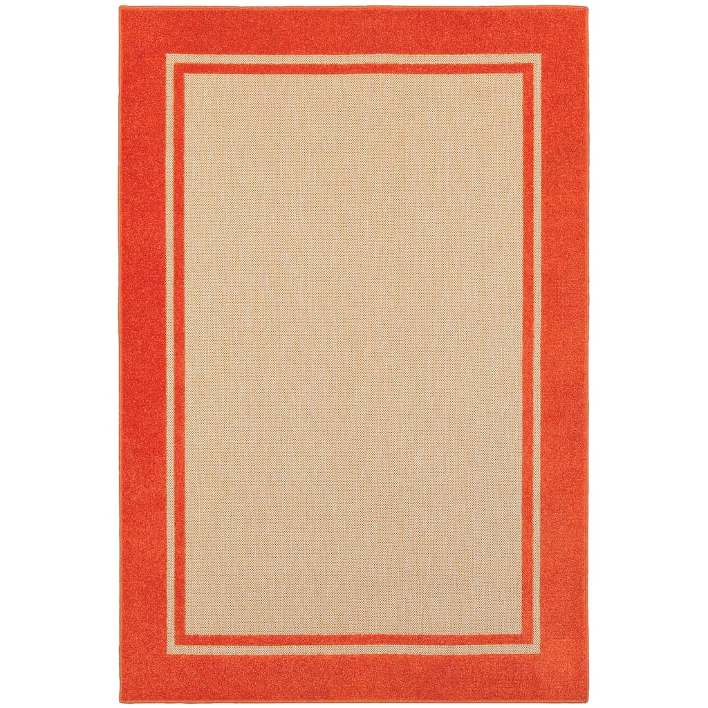 Chelmsford Sand Orange Border Outdoor Casual Area Rug