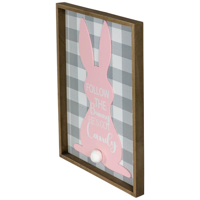 15.75" Framed "Follow the Bunny He's Got Candy" Easter Wall Sign