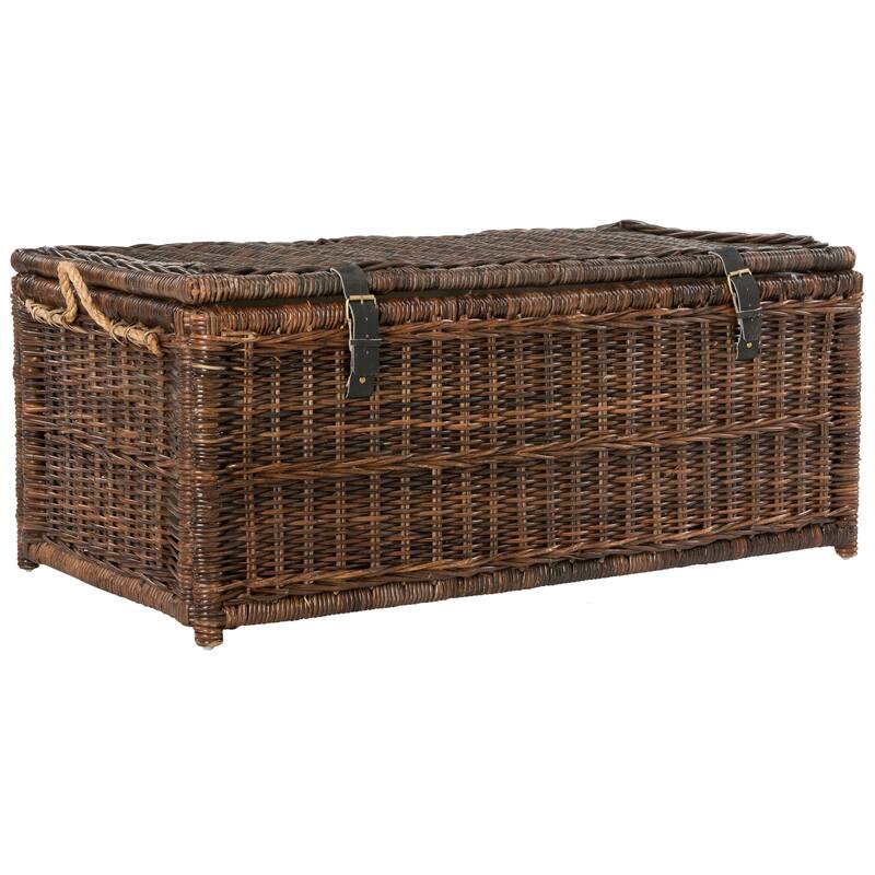 happimess Caden 46" Wicker Storage Trunk, Brown - Butterscotch