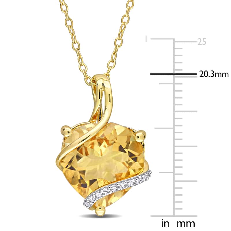 Miadora Heart-cut Citrine and Diamond Accent Swirl Necklace in Yellow Plated Sterling Silver