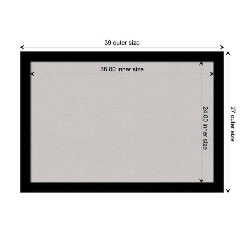 Basic Narrow Wood Framed Grey Corkboard Bulletin Board - Basic Black Narrow - Board Size 36x24