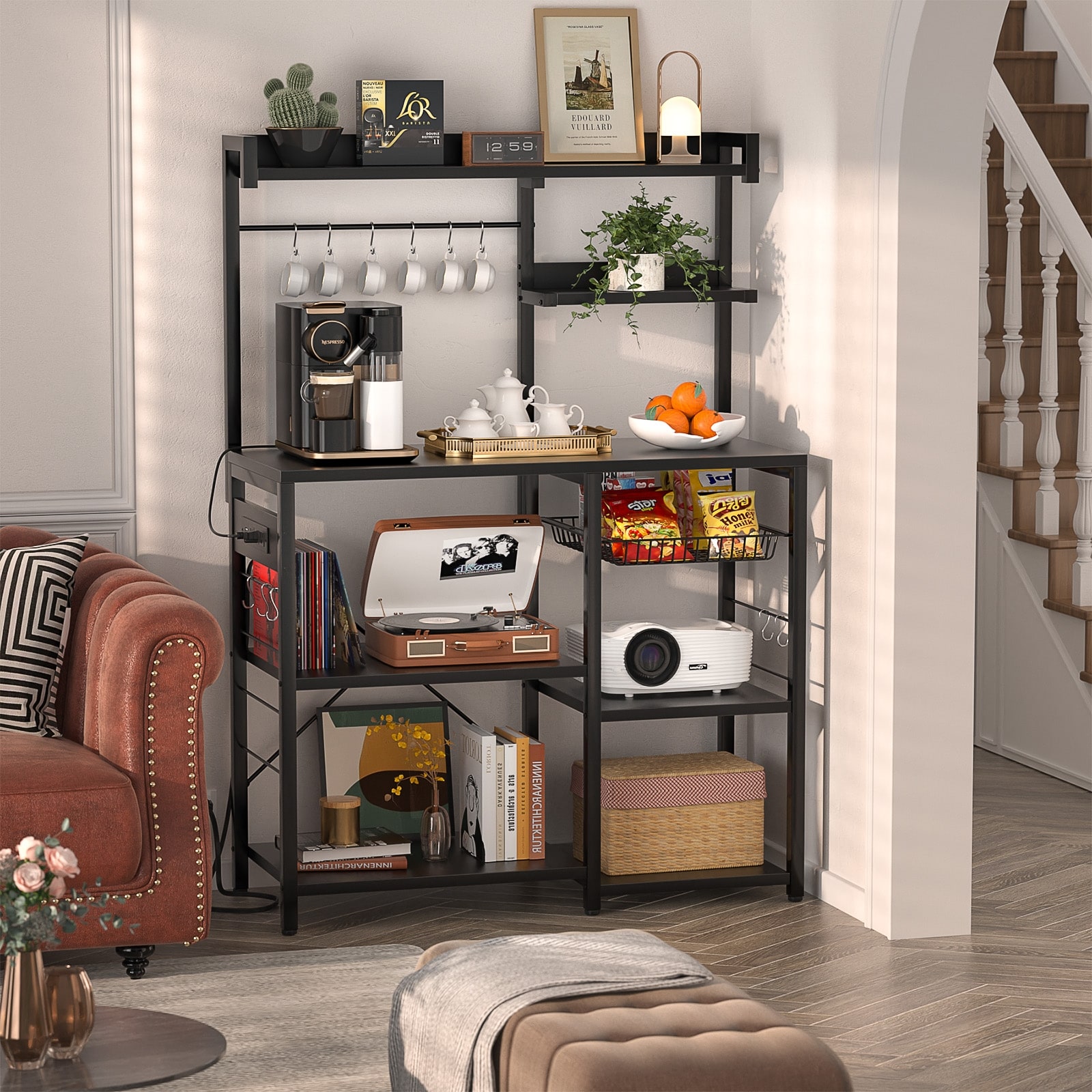 Farmhouse kitchen bakers rack top