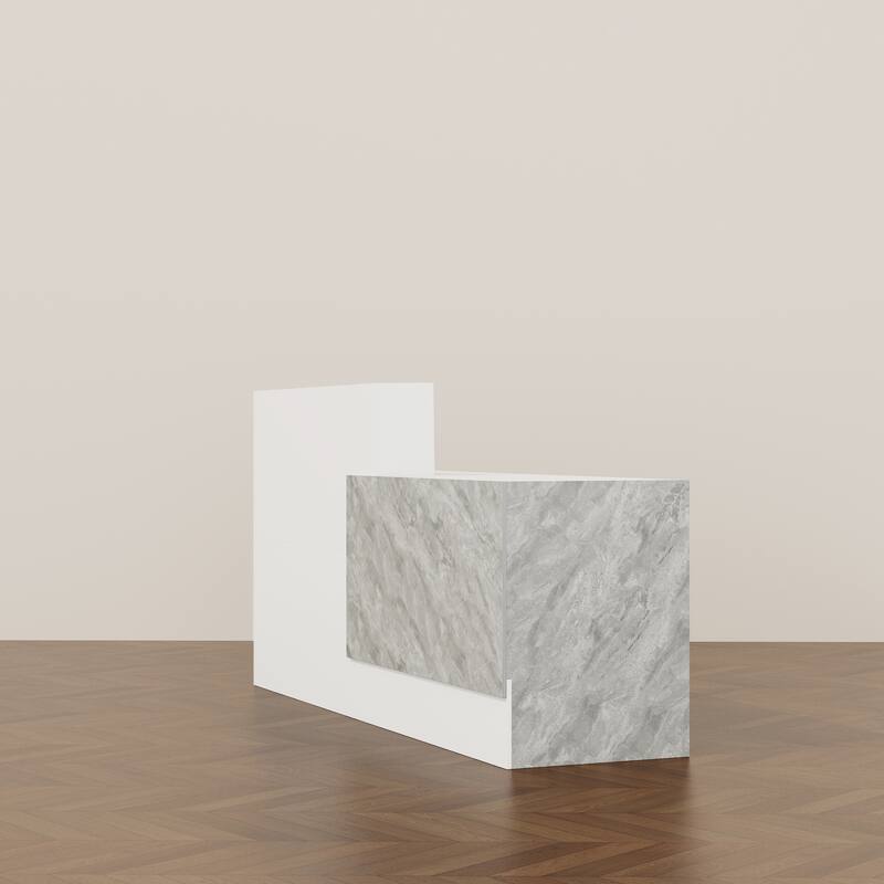 Reception Desk in White with Computer Surface and 4 Shelves