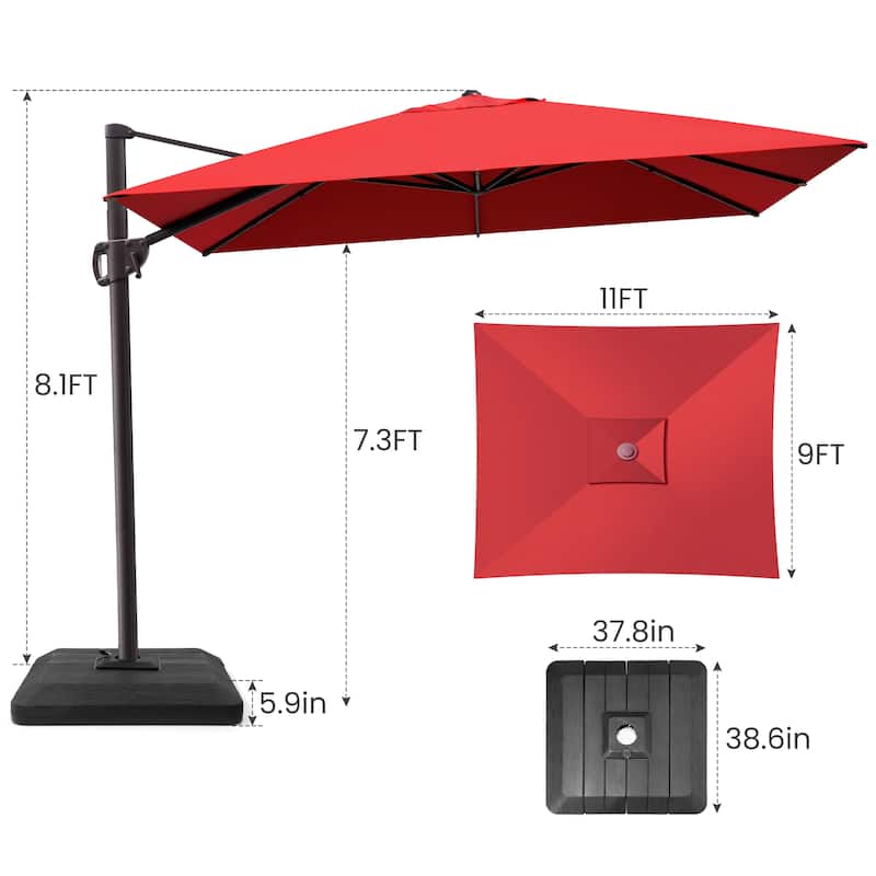 Crestlive Products Outdoor Patio Umbrella Cantilever Offset with Base