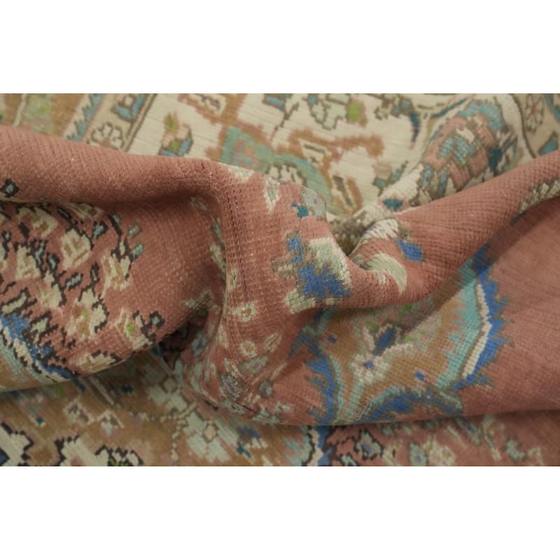 Hand Knotted Oriental 100% Wool Carpet Traditional Floral Oranges & Rust Tabriz Area Rug - 9' 4'' X 6' 5''
