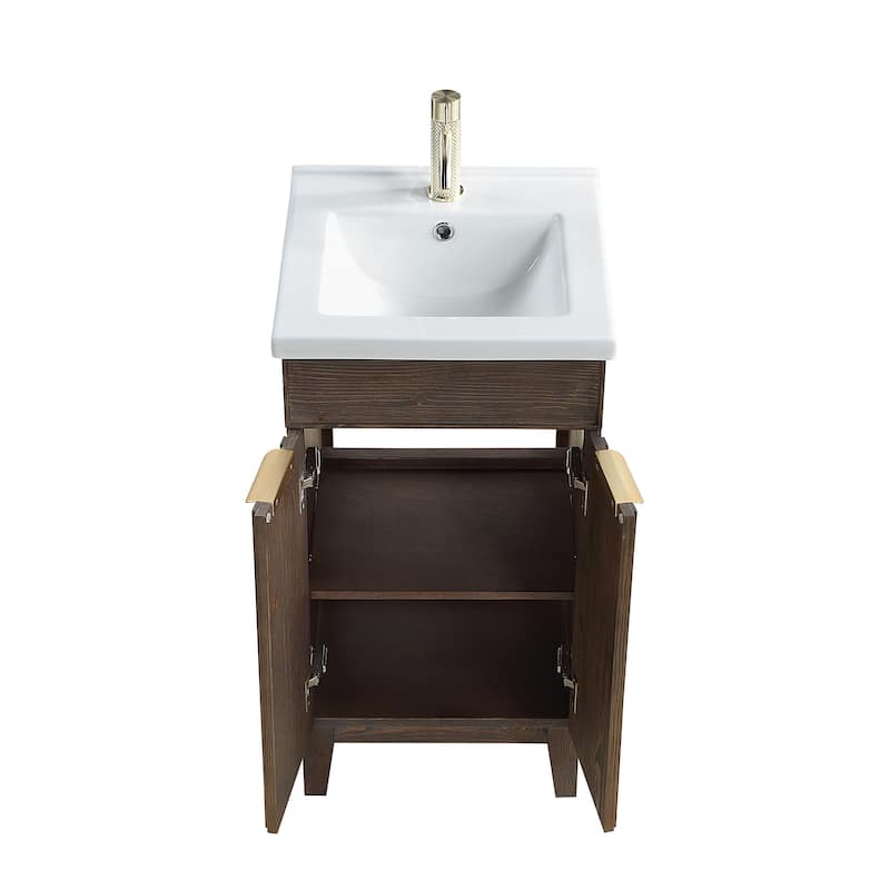 Palos Single Bath Vanity with Ceramic Basin Top and Mirror