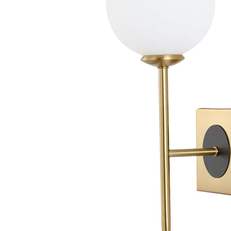 Chloe 6" 1-Light Coastal French Country Iron LED Sconce, Brass Gold/White by JONATHAN Y