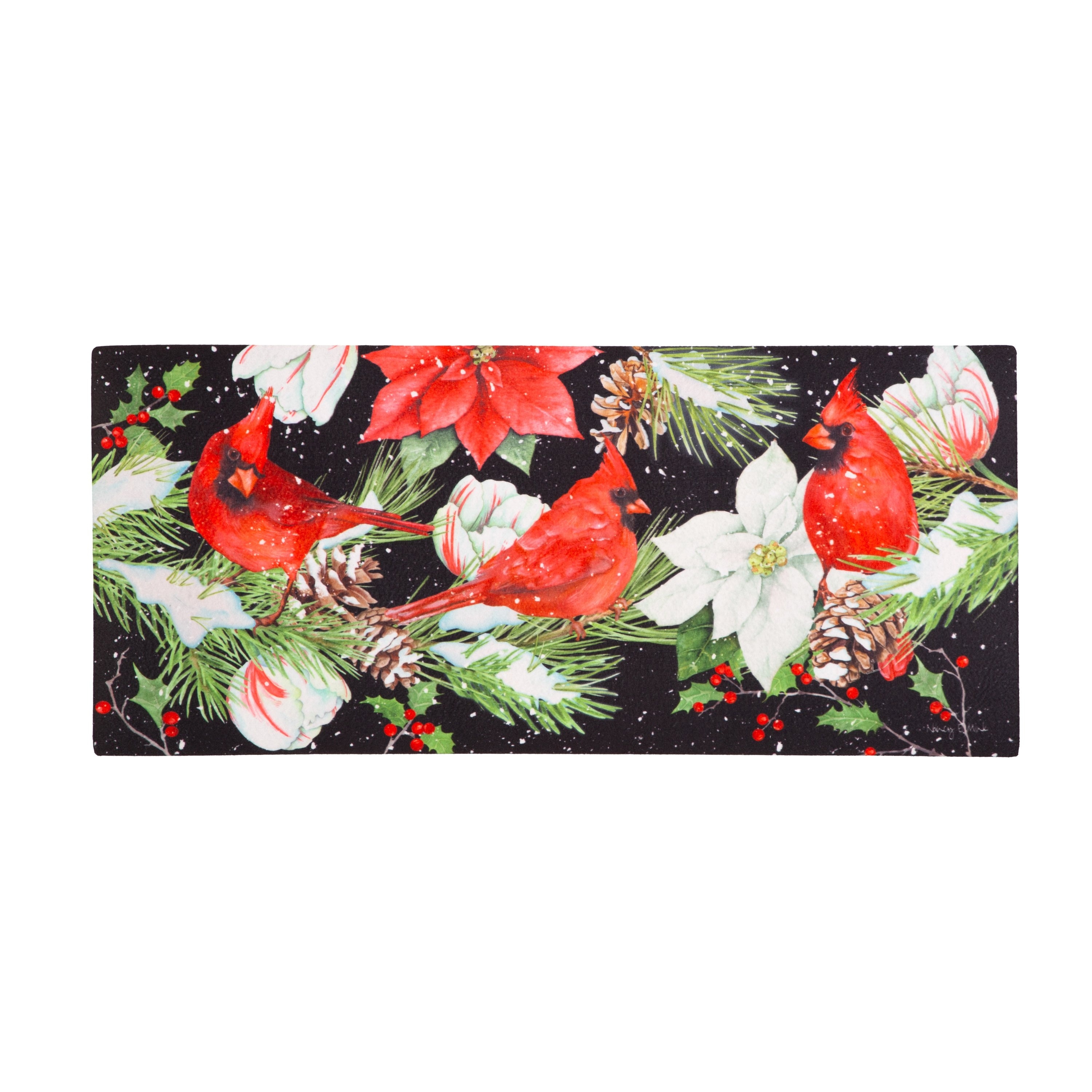 22 in. x 10 in. Winter Pine Welcome Sassafras Mat - 22 x 10
