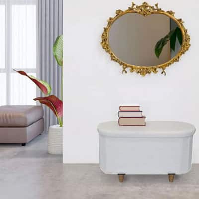 Aria Home Esme Boucle Ivory Storage Ottoman Bench with Hidden Storage