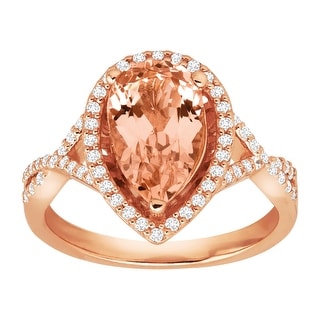 2 12 Ct Simulated Morganite Ring With Cubic Zirconia In 14k Rose Gold-plated Sterling Silver - Pink - Overstock - 20685857