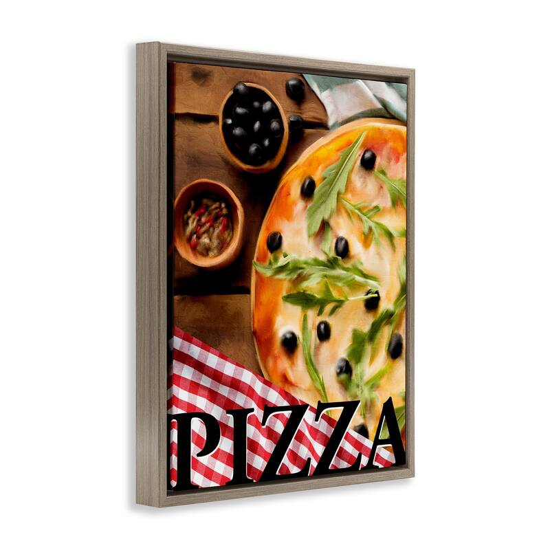 Stupell Flavorful Traditional Pizza Framed Floater Canvas Wall Art Design By Kim Allen