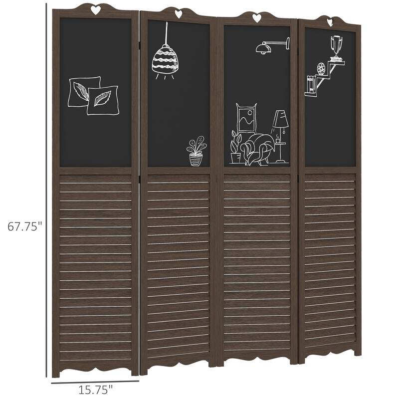 4-Panel Folding Room Divider with Blackboard