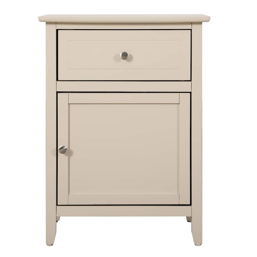 1-Drawer Beige Nightstand with Modern Classic Design and Storage, 25 Inch Versatile Bedroom Side Table