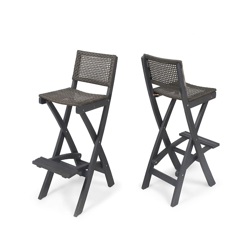 Polaris Acacia Wood Outdoor Folding Barstools (Set of 4) by Christopher Knight Home