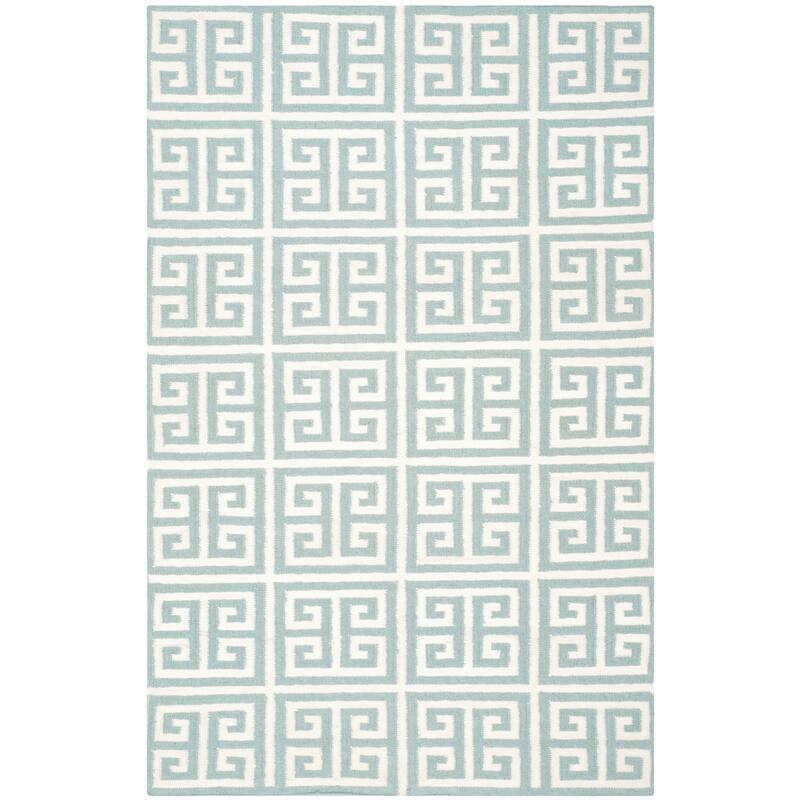 SAFAVIEH Handmade Flatweave Dhurries Oliga Modern Wool Rug - 4' x 6' - Blue/Ivory