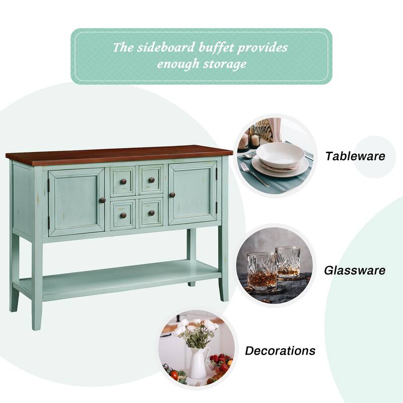 Buffet Table, Sideboard Table with Bottom Shelf, Console Table Dining Room Server, Buffet Cabinet Entry Sofa Table
