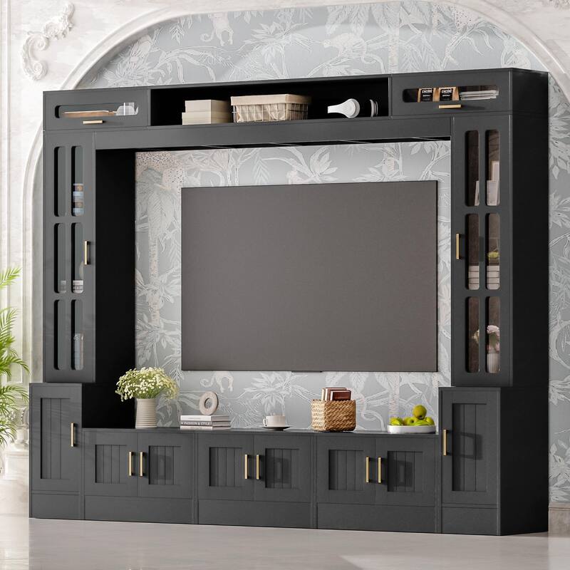 98.4" W Wall Unit Entertainment Center with Bookshelves - For TVs up to 80"