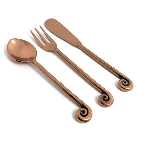 VIBHSA Breakfast Flatware Set of 12 Pieces (Treble Note, Copper)