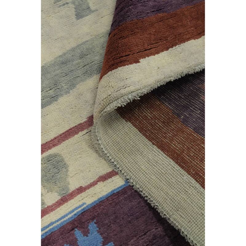 Vegetable Dye Geometric Gabbeh Turkish Area Rug Handmade Wool Carpet - 8' 9'' X 6' 0''