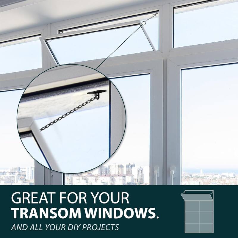 Mega Handles 12-Inch Transom Door Chain – Heavy-Duty Chain Stopper for Transom Windows, Cabinet Doors, Lids & Safety Restraint
