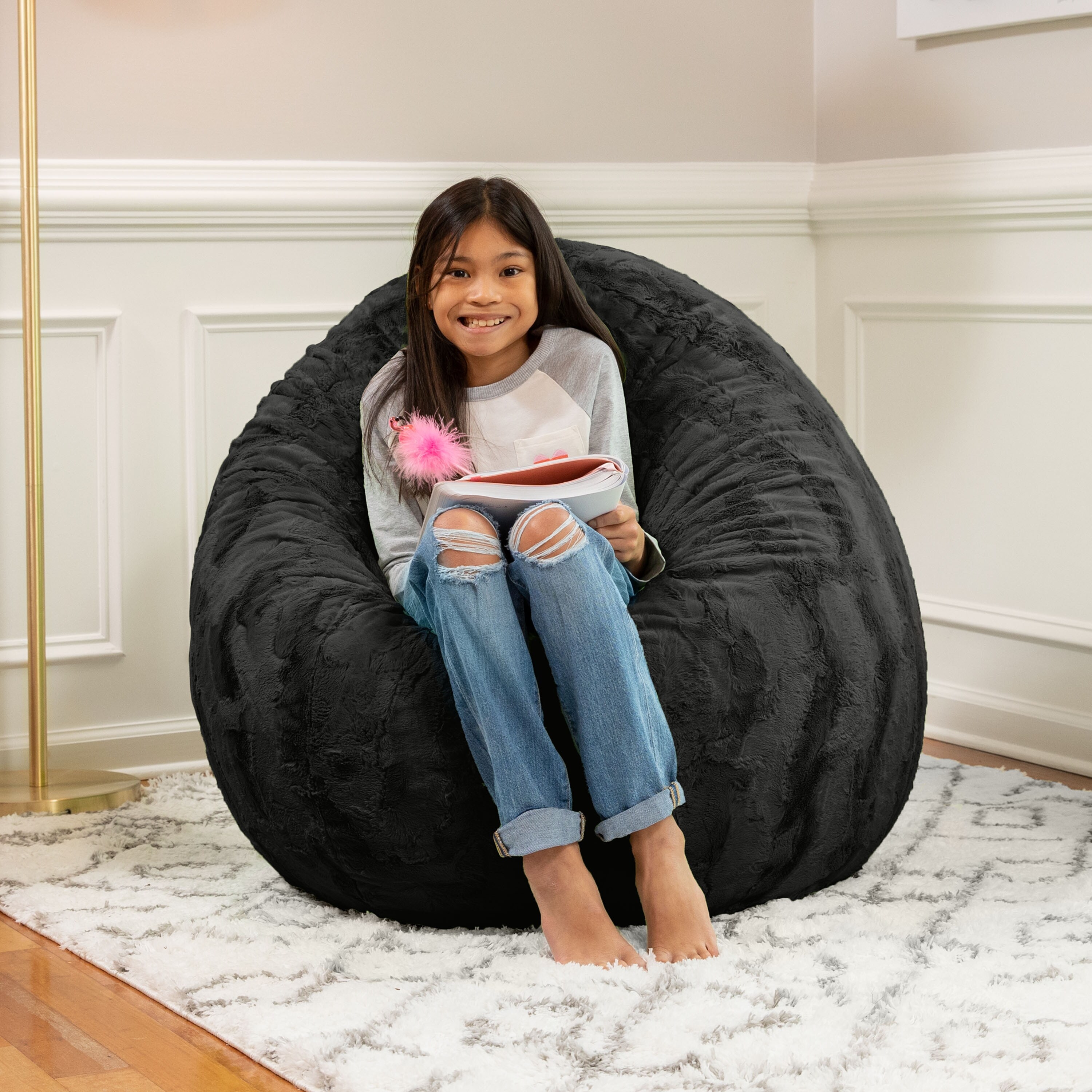 Jaxx Cocoon 4 Foot Kids Bean Bag Chair and Crash Pad Faux eBay