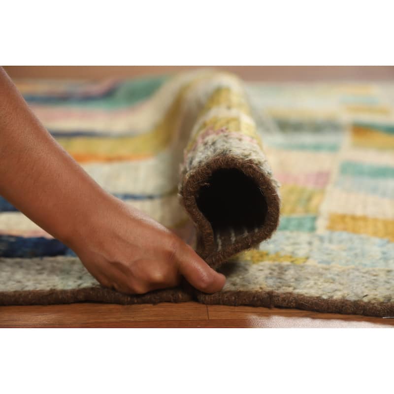 Geometric Moroccan Rug Handmade Tribal Multi-Color Wool Carpet - 5'3" x 6'4"