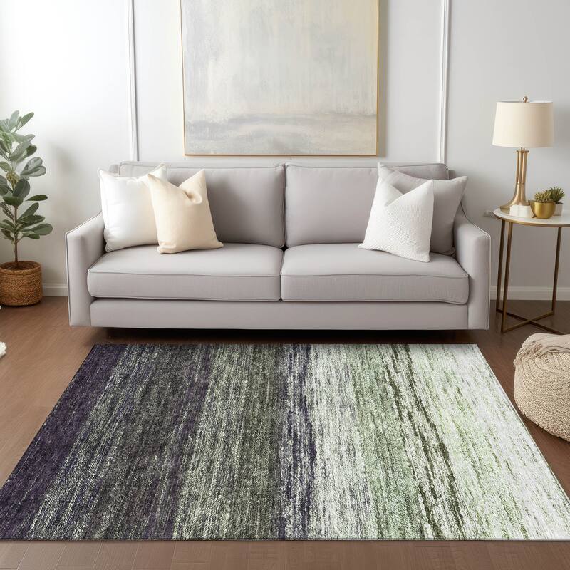 Machine Washable Indoor/ Outdoor Chantille Solid Ombre Rug