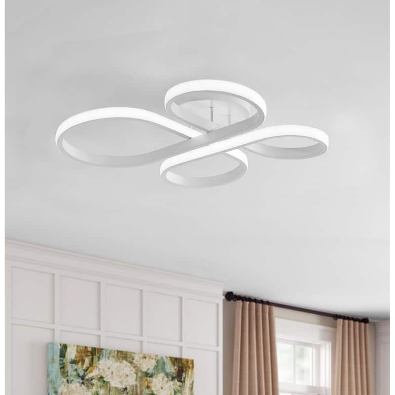 Modern 1-Light Concise Linear Design LED Flush Mount Lamp - White