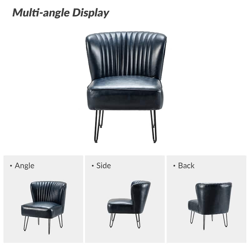 Donia Modern Faux Leather Armless Wingback Side Chair with Metal Legs Set of 2 by HULALA HOME