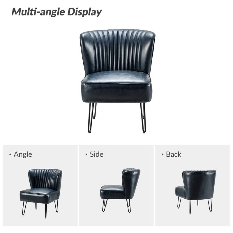 Donia Modern Faux Leather Wingback Armless Side Chair with Metal Legs by HULALA HOME