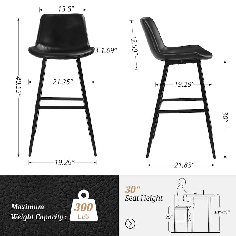 LUE BONA Metal Frame Bar Stools Counter Height Stools with Faux Leather