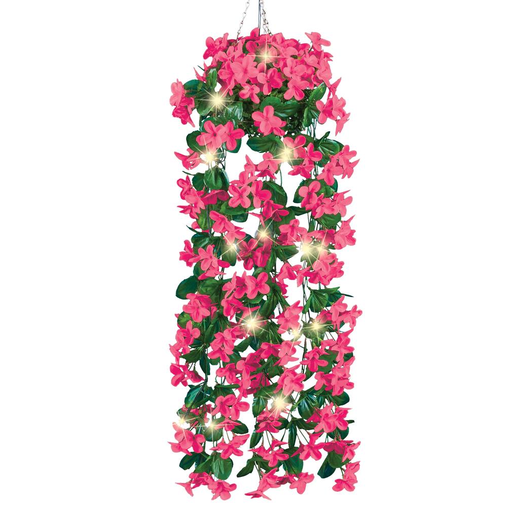 Artificial Solar Hanging Primrose Blossoms - 43.3 x 43.3 x 6.7