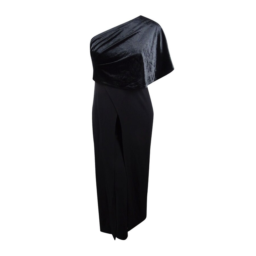 velvet one shoulder jumpsuit