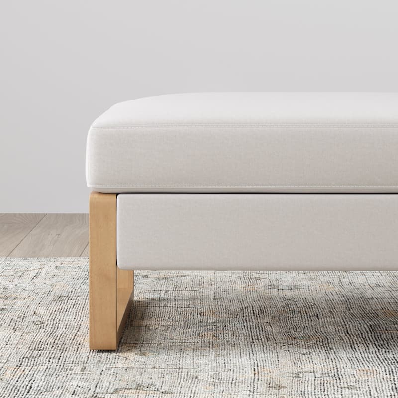 Madison Modern Ottoman Coffee Table with Storage, Upholstered Ottoman with Solid Wood Legs