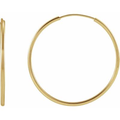 Curata 14k Yellow Gold 25x1mm Polished Endless Flexible Tube Hoop Earrings