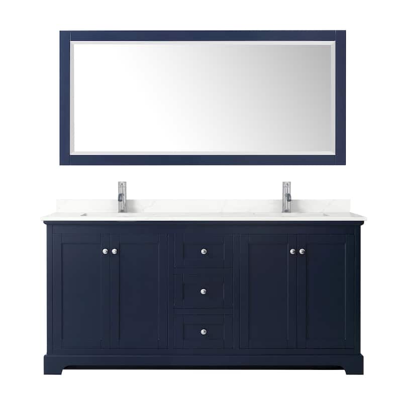 Avery 72-inch Double Vanity, Quartz Top, 70-inch Mirror