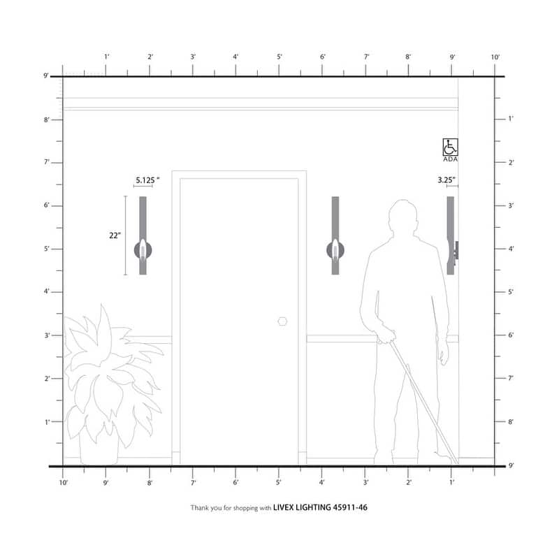 Livex Lighting 1 Light Black Chrome ADA Single Sconce, 45911-46 - 5.125" W x 22" H x 3.25" Ext.