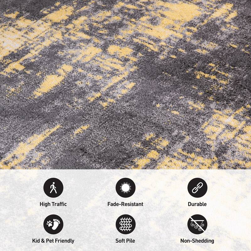 World Rug Gallery Contemporary Abstract Design Yellow Area Rug