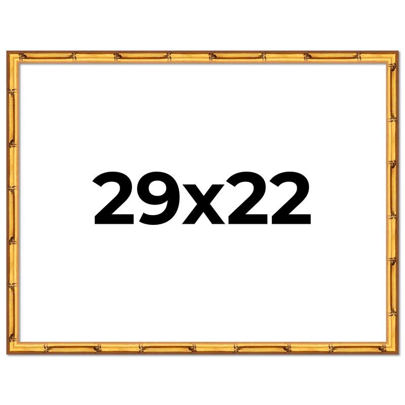 29x22 Frame Gold Bamboo Picture Frame Modern Photo Frame Includes UV Acrylic Shatter Guard Front Acid Free Foam Backing Board