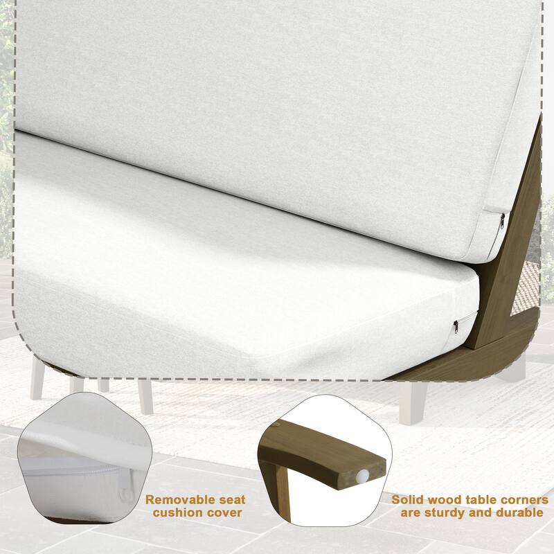 Outdoor Furniture Wood Armless Loveseat Sofa With Cushion