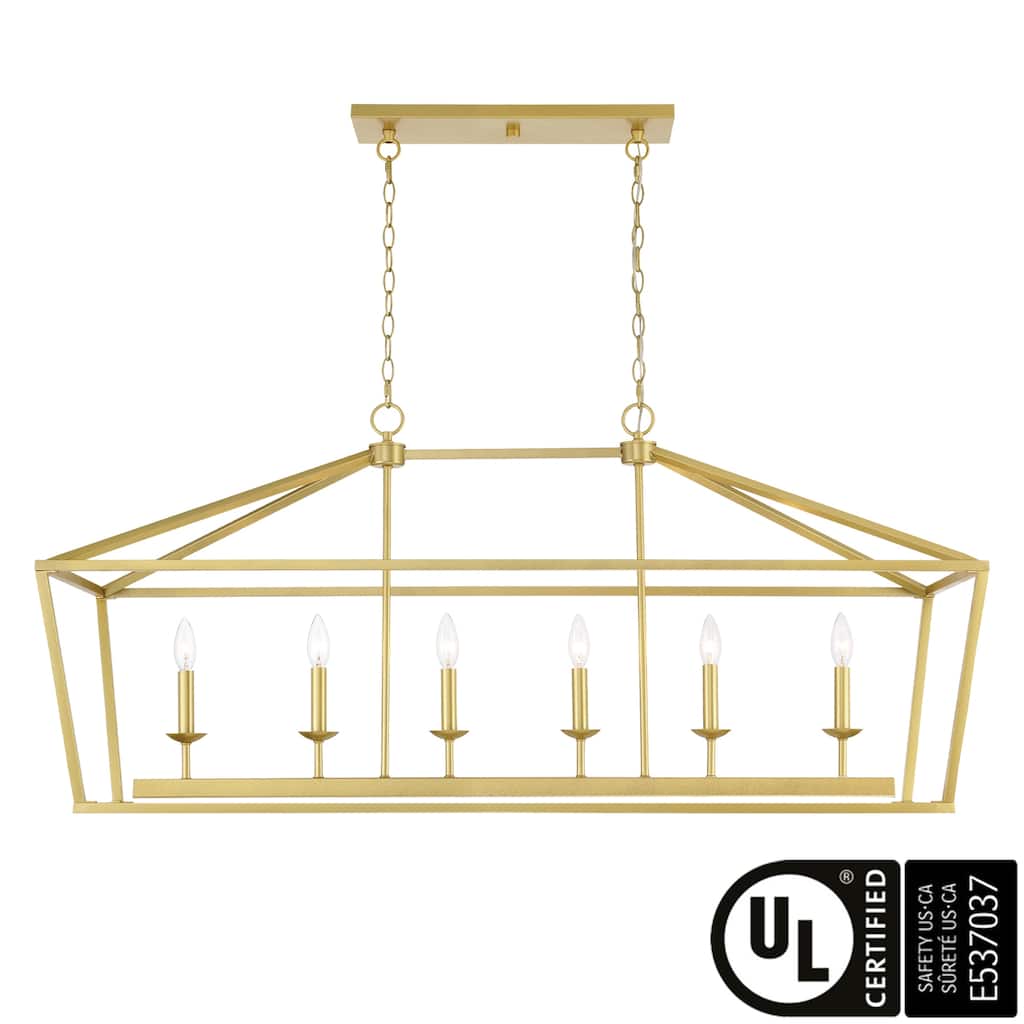 Acroma Mid-century Modern 6-light Kitchen Island Rectangle Chandelier - 49In
