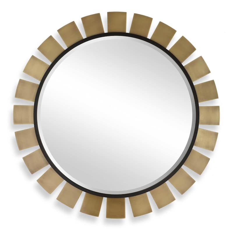 Uttermost 08263 Toluca 45" Sunburst Beveled Metal Framed Accent Mirror - Plated Antique Brass