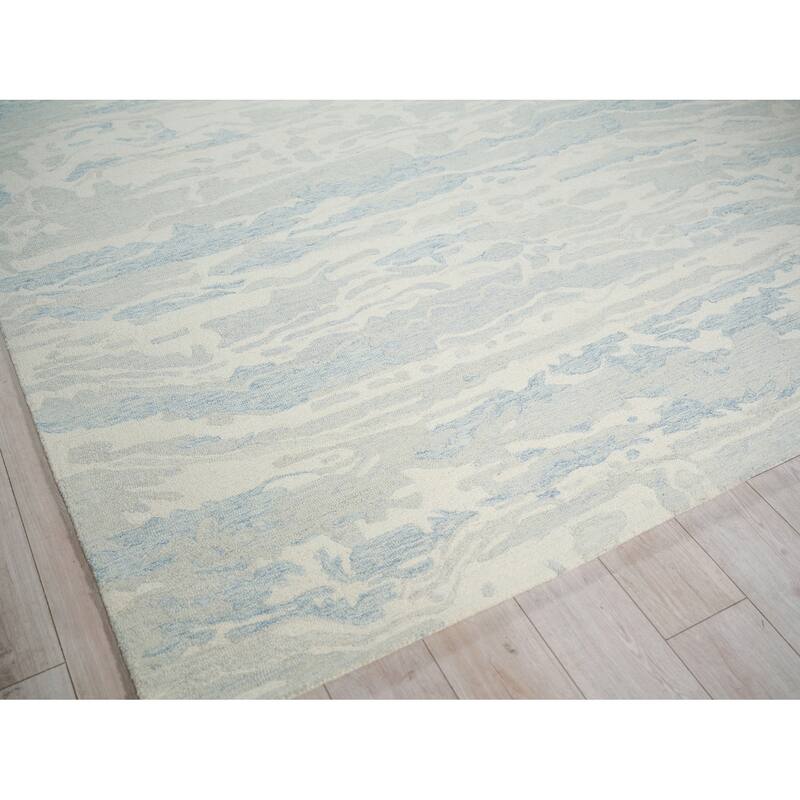 Cortero Handmade Hand Tufted New Zealand Wool Blue/Ivory Area Rug.