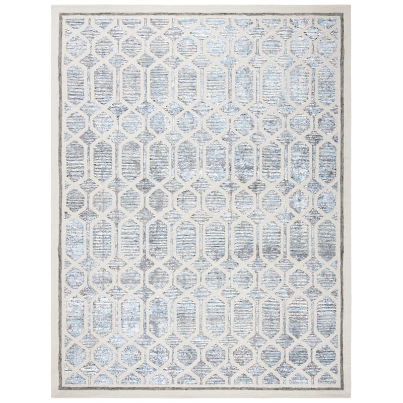 SAFAVIEH, Handmade Artistry Poulia Geometric Wool Rug - 9' x 12' - Ivory/Blue