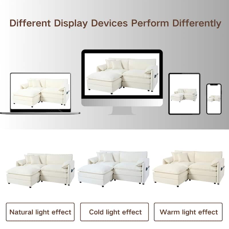 3-pieces Chenille Cloud Loveseat Sofa & Armchair Set with Deep Seat Couch and 3 Pillows