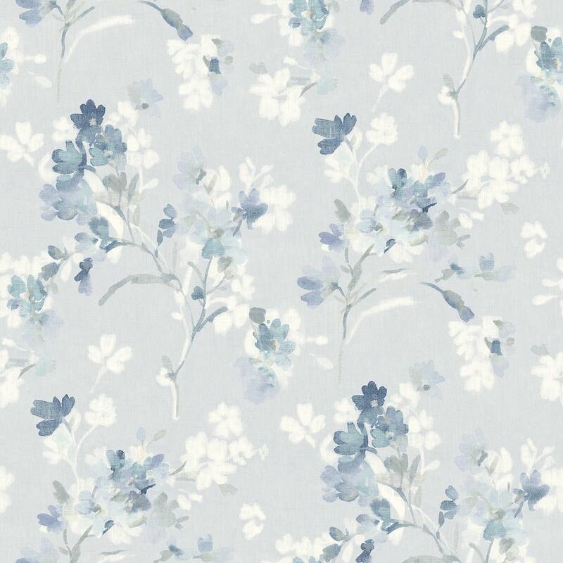 Chesapeake Azalea Light Blue Floral Branches Wallpaper