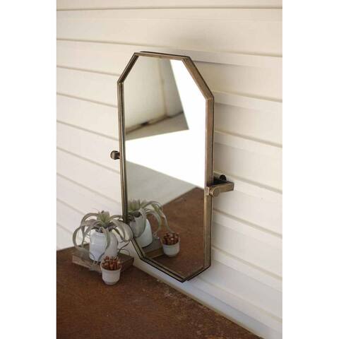 Rectangle Wall Mirror With Adjustable Bracket - Brass
